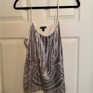 Express Women's Sequin Camisole - Silver and Black